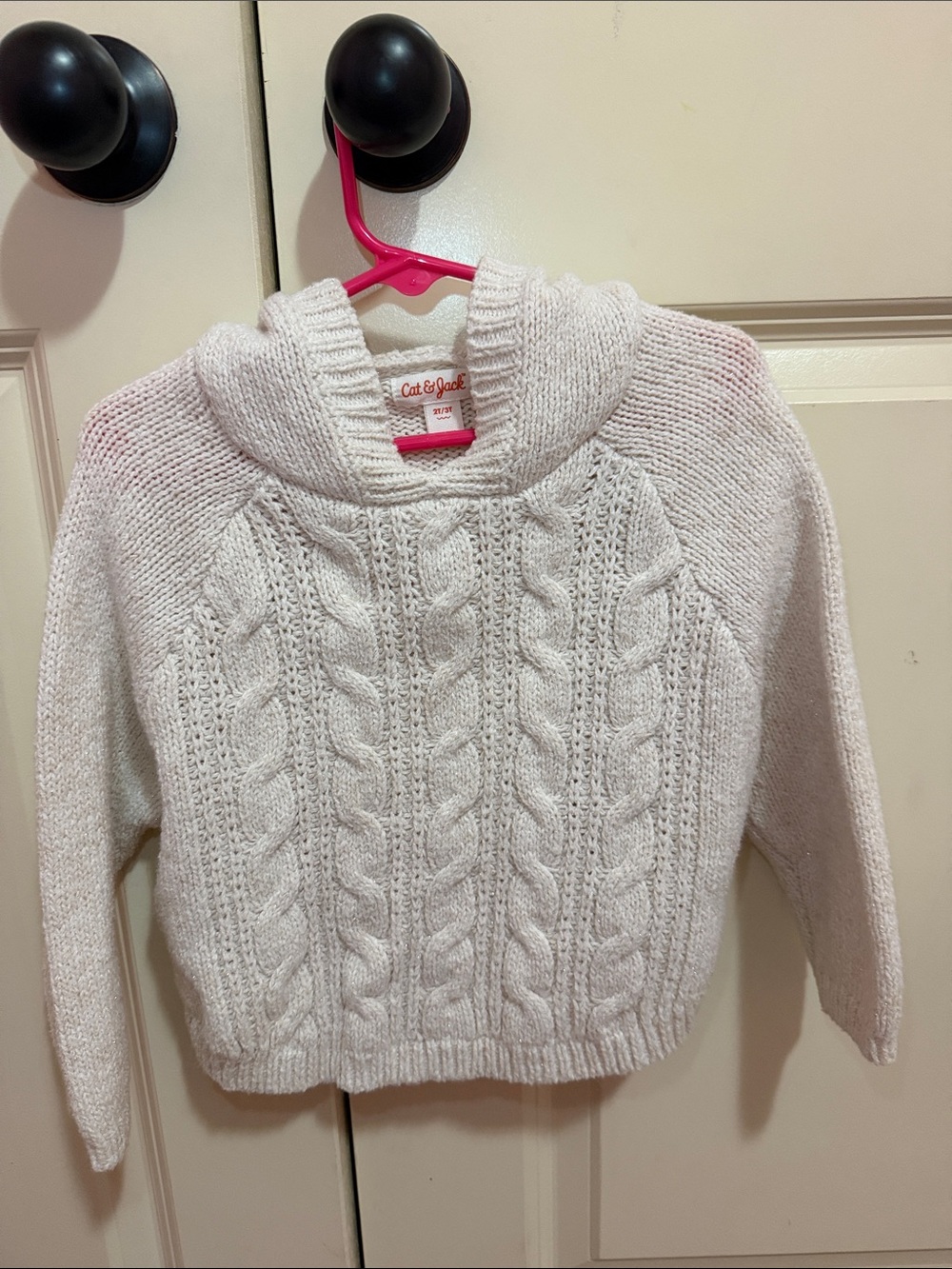 Cozy Cream Cable Knit Shimmer Hooded Sweater